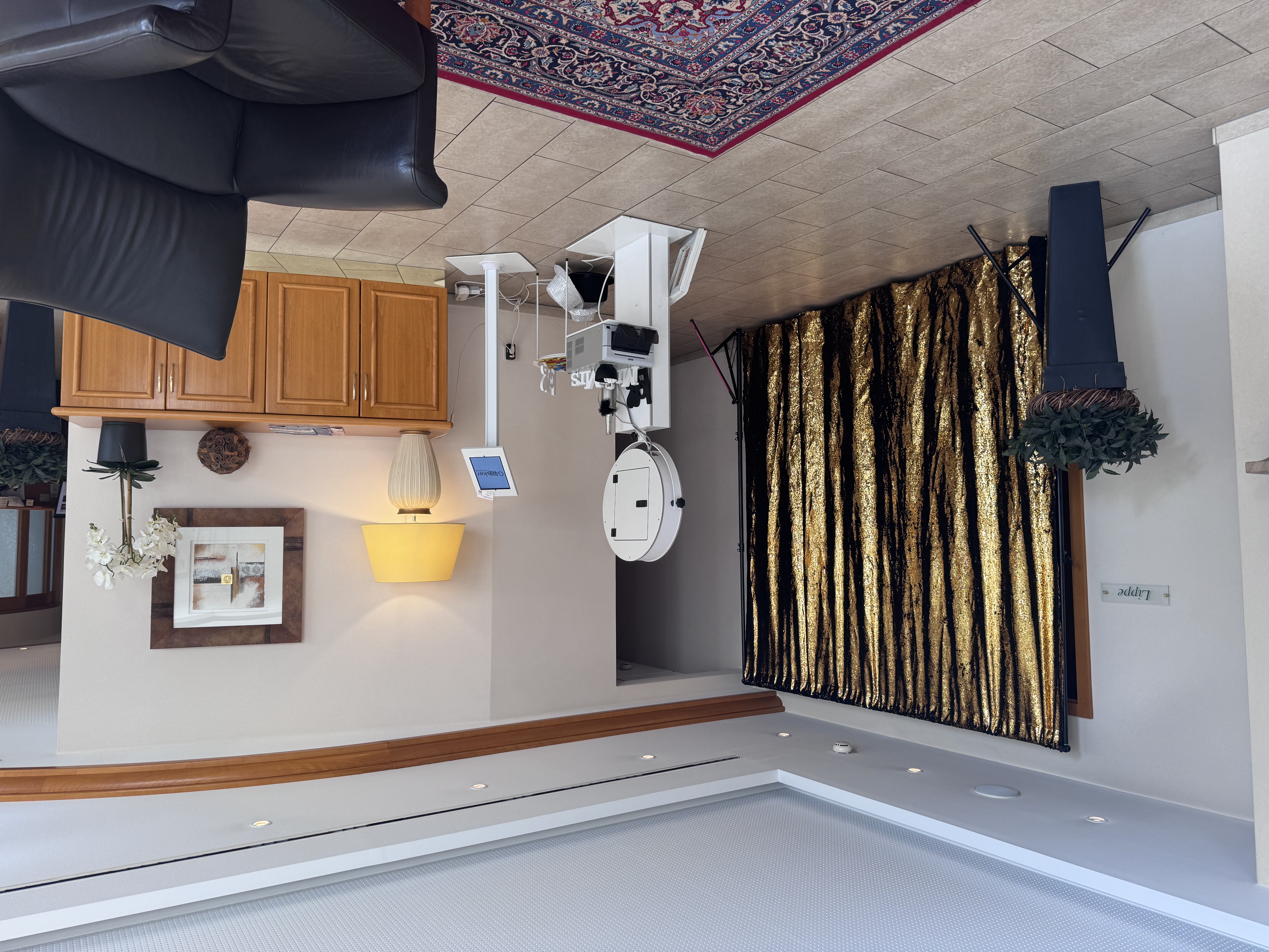 Glaesker Fotohintergrund Gold-Schwarz Pailletten